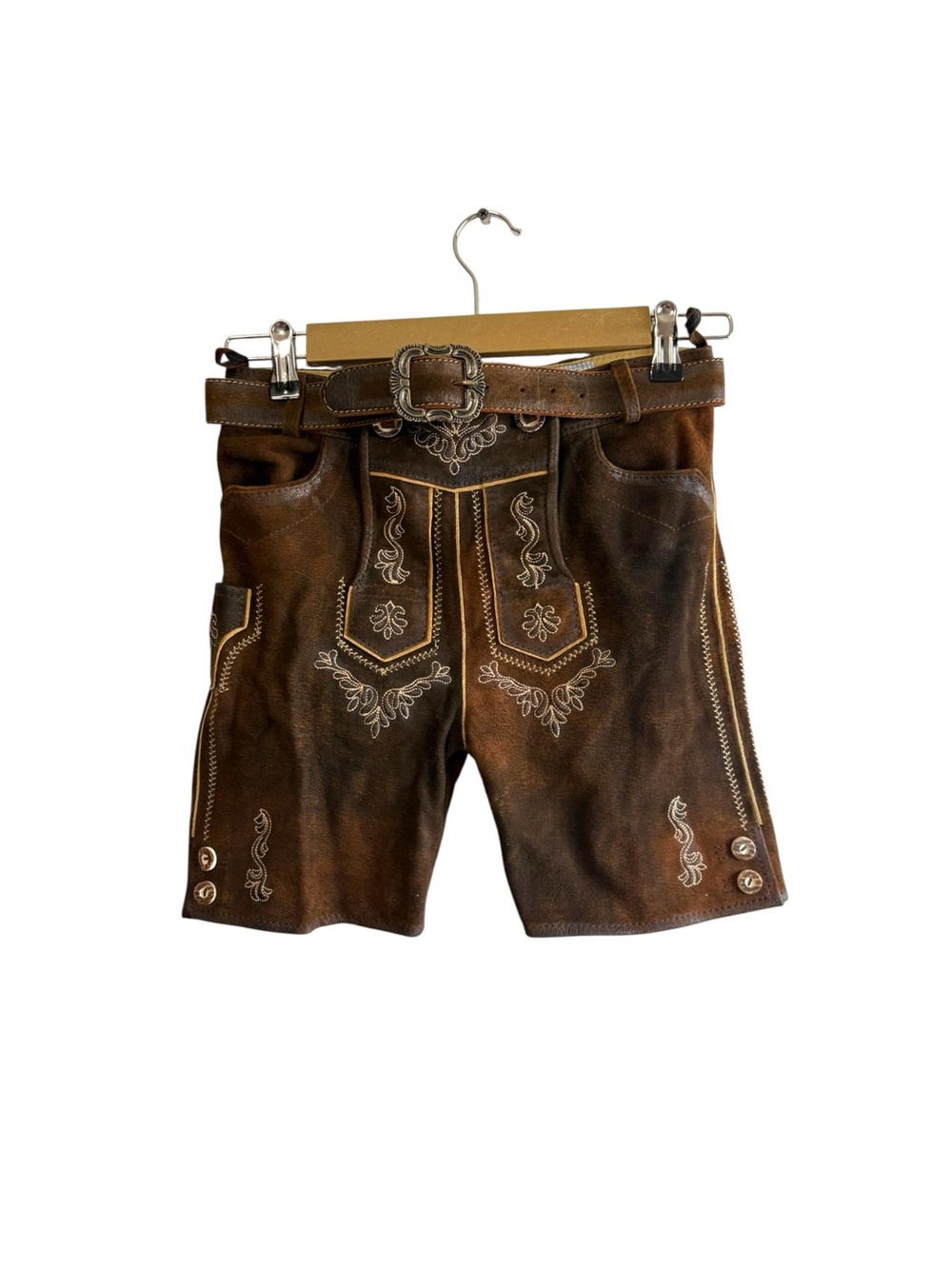 Moser Youth Brown Leather Oktoberfest Lederhosen Shorts German Suede
